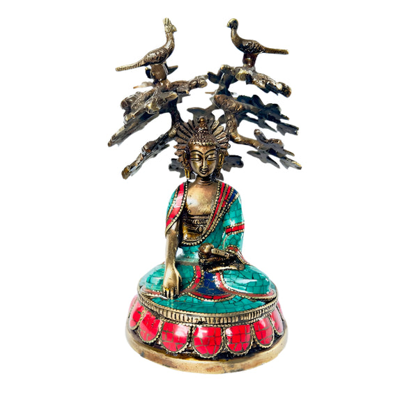 Buddha Shakyamuni Meditating Under the Bodhi Tree Statue – Made in Nepal - Ships from the US